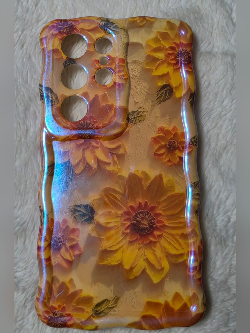 Samsung Galaxy S24 Ultra Case Wave Protection Cover Wavey Curly Sunflower Frame
